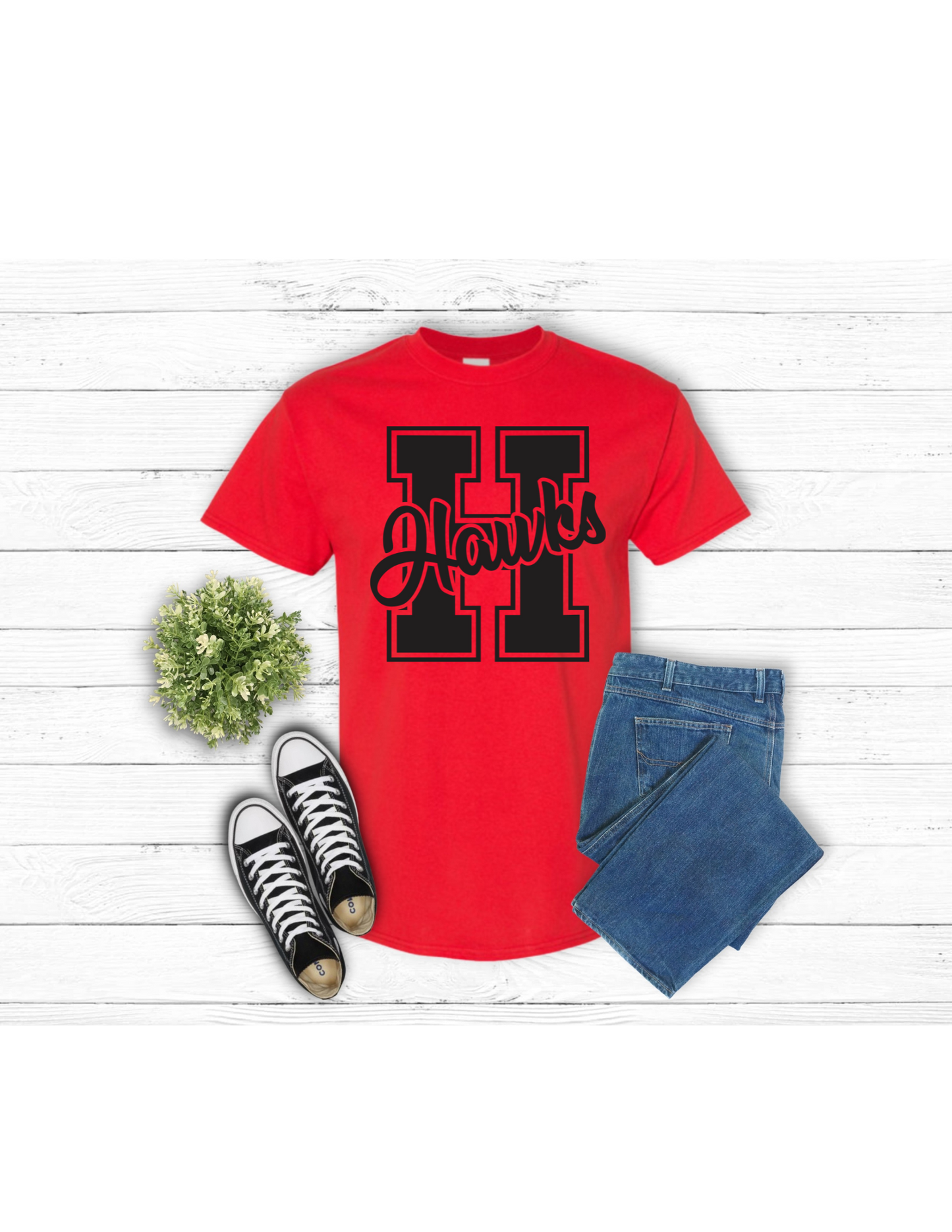 Hawks Short Sleeve- Red and Black