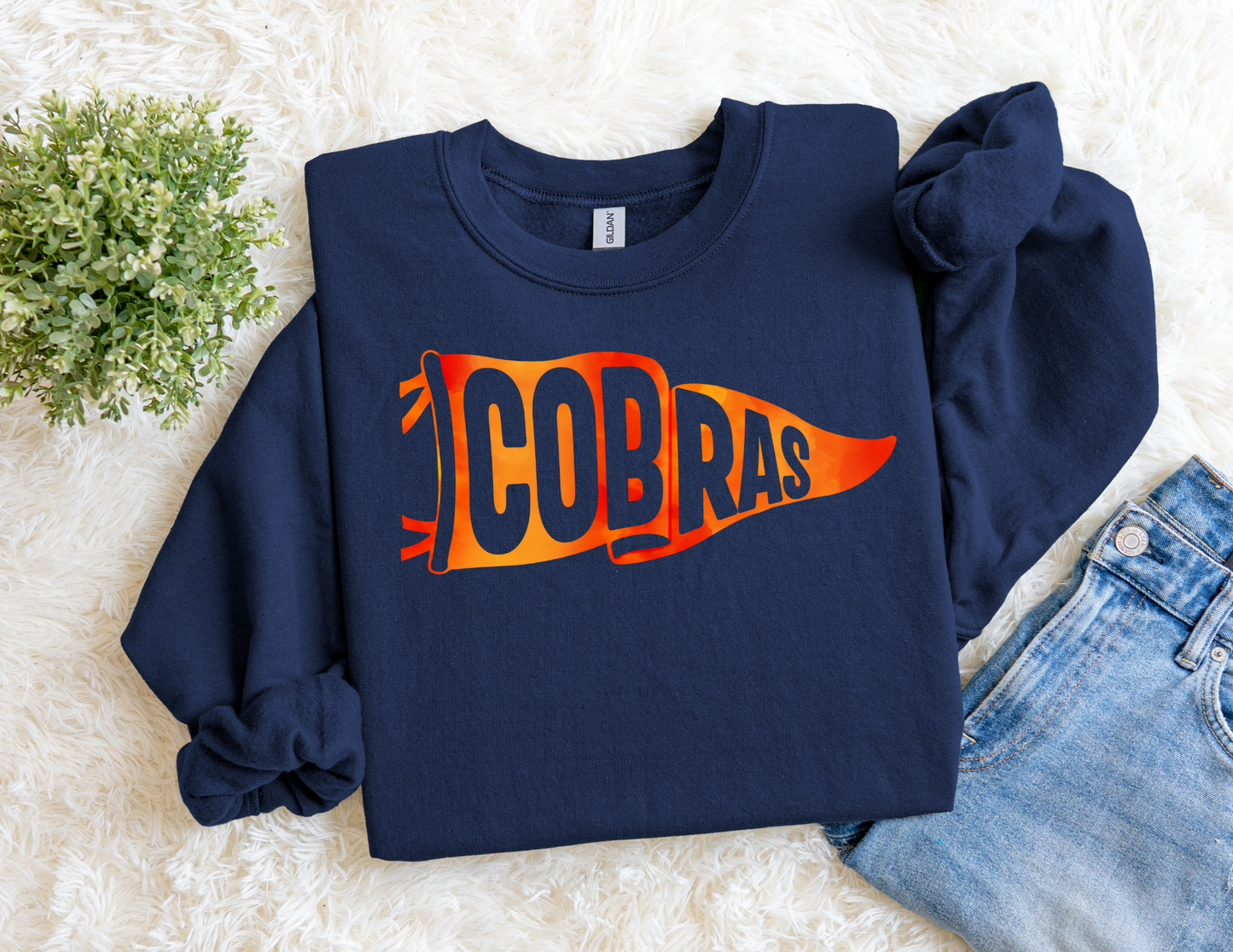 Navy Cobras Flag Crewneck