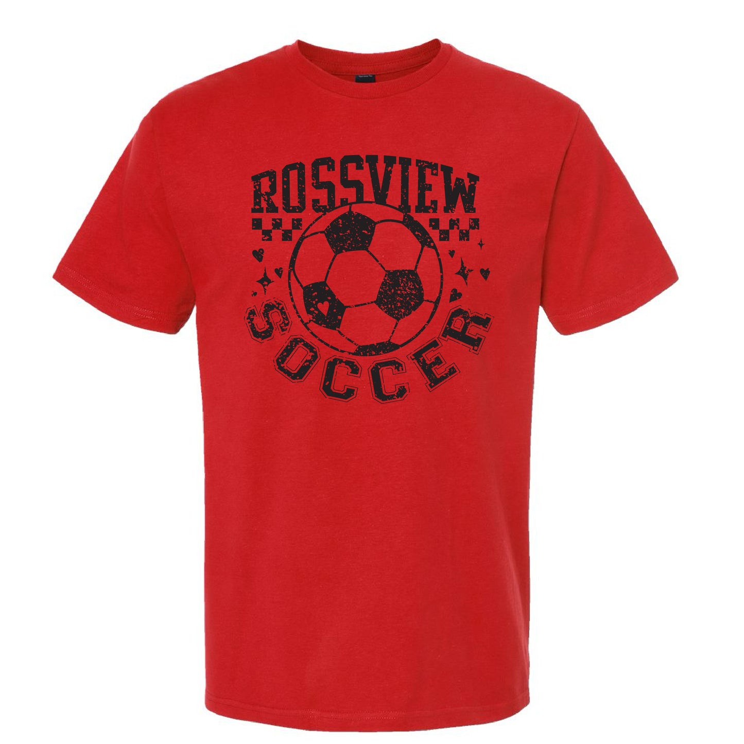 Rossview Soccer Checkered T-Shirt- Red