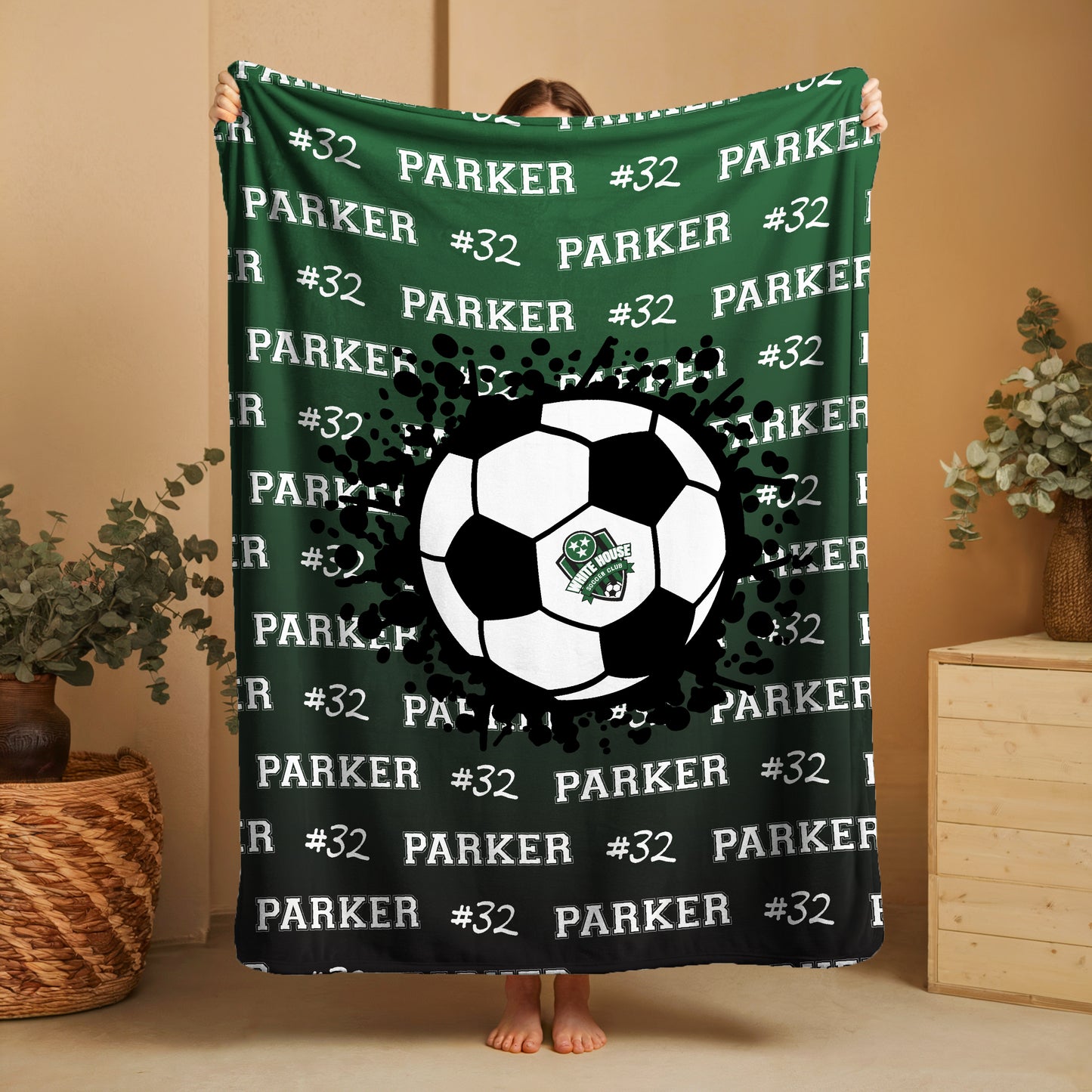 WHSC Soccer Ball Blanket w/ Name & Number