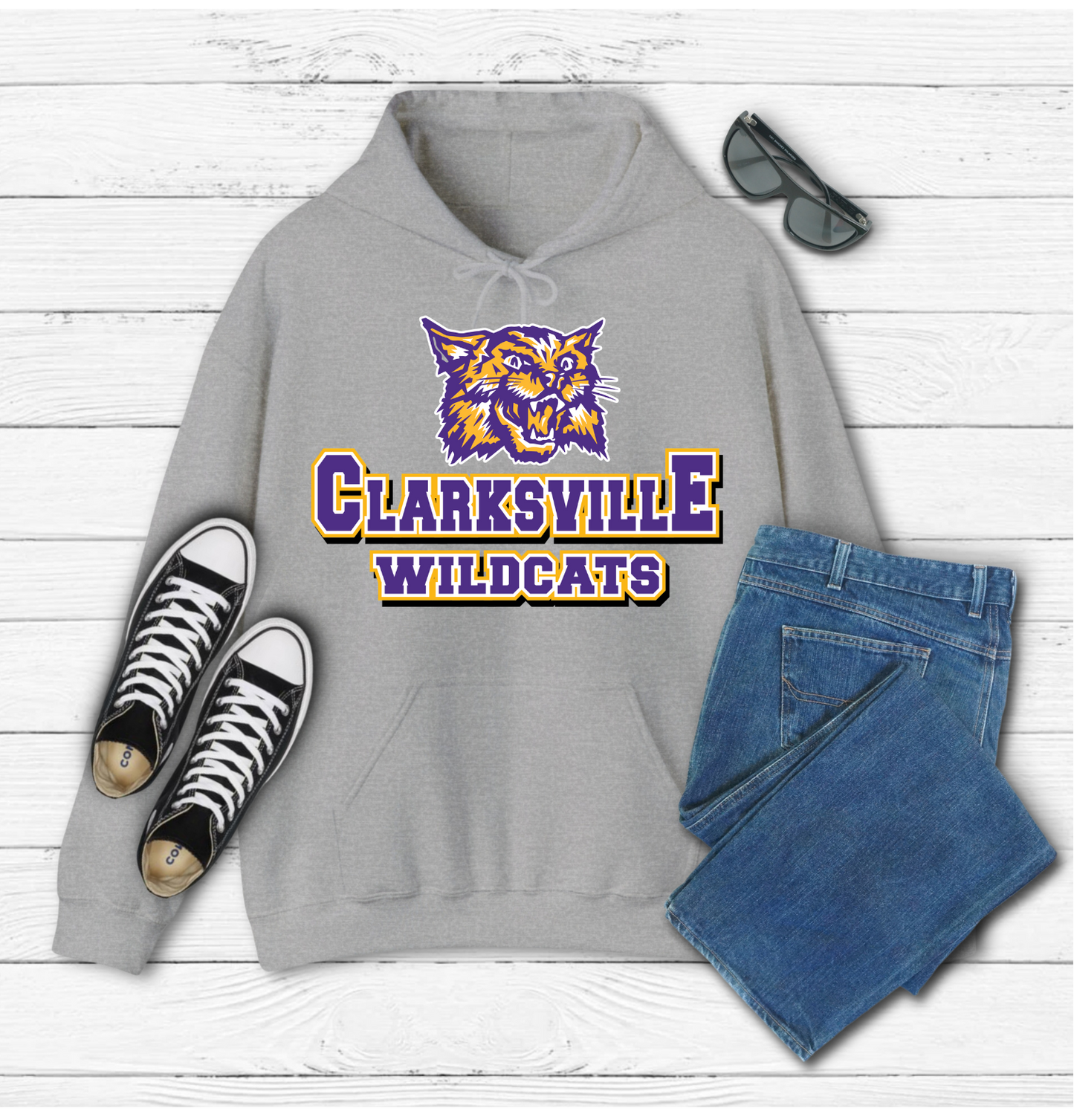 Clarksville Wildcats Gray Hoodie
