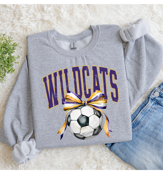 Wildcats Soccer Bow Gray Crewneck
