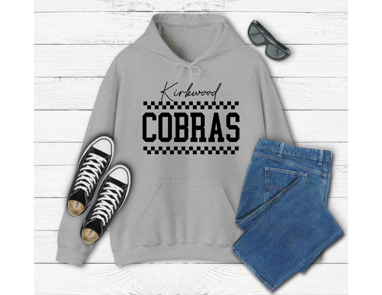 Gray Checkered Kirkwood Cobras Hoodie
