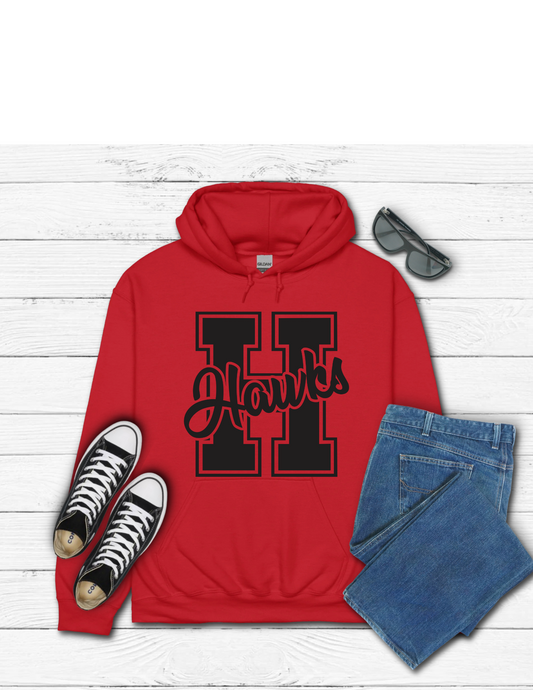 Hawks Hoodie- Red and Black