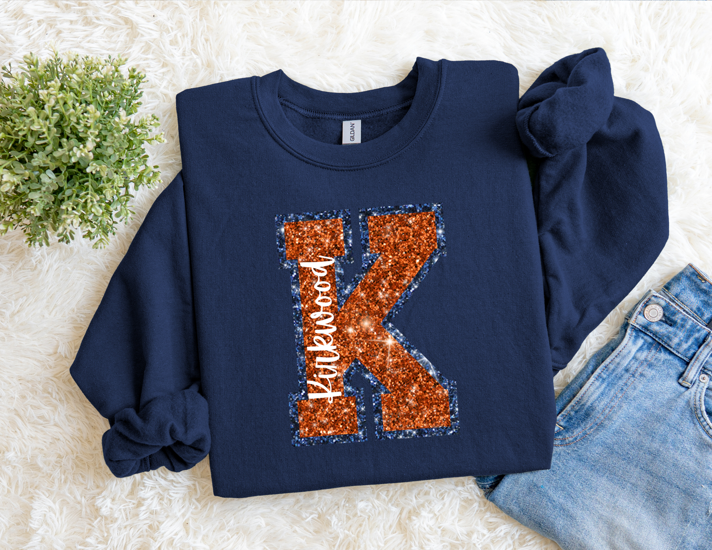 Navy & Orange K Crewneck