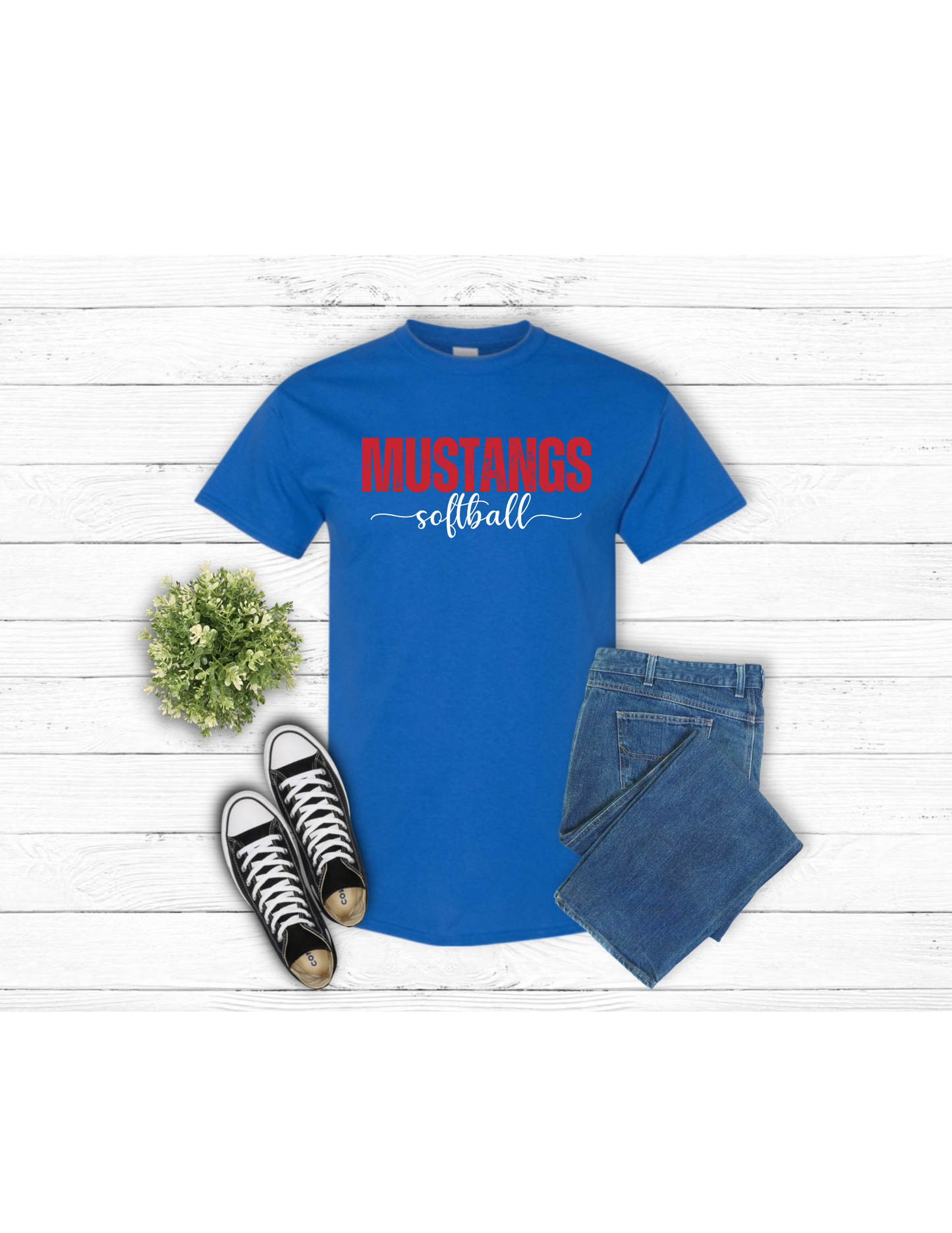 MUSTANGS Softball on Royal Blue