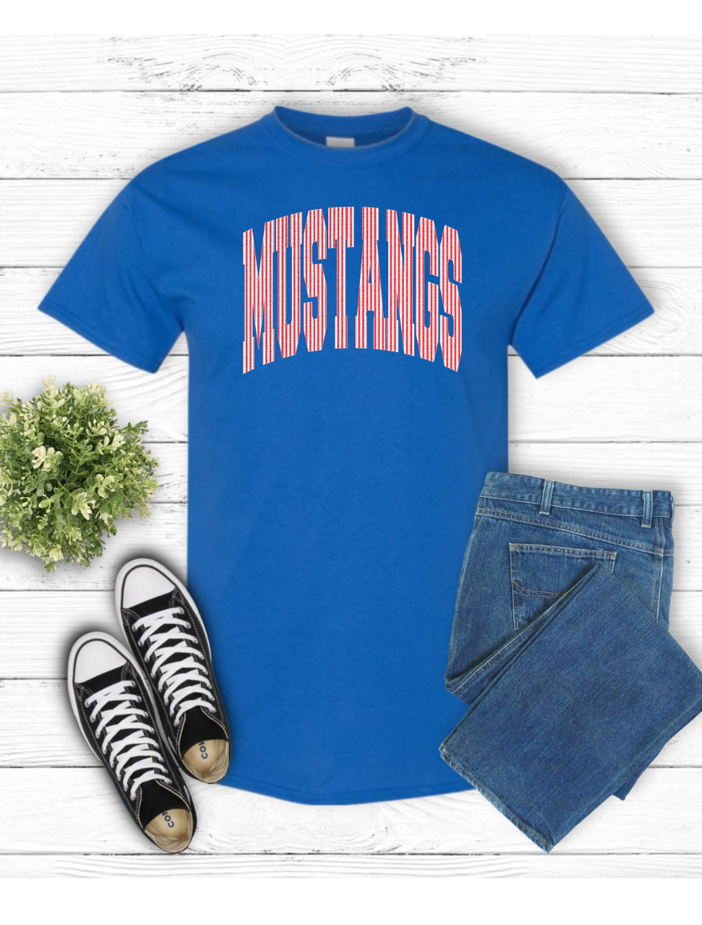 MUSTANGS on Royal Blue