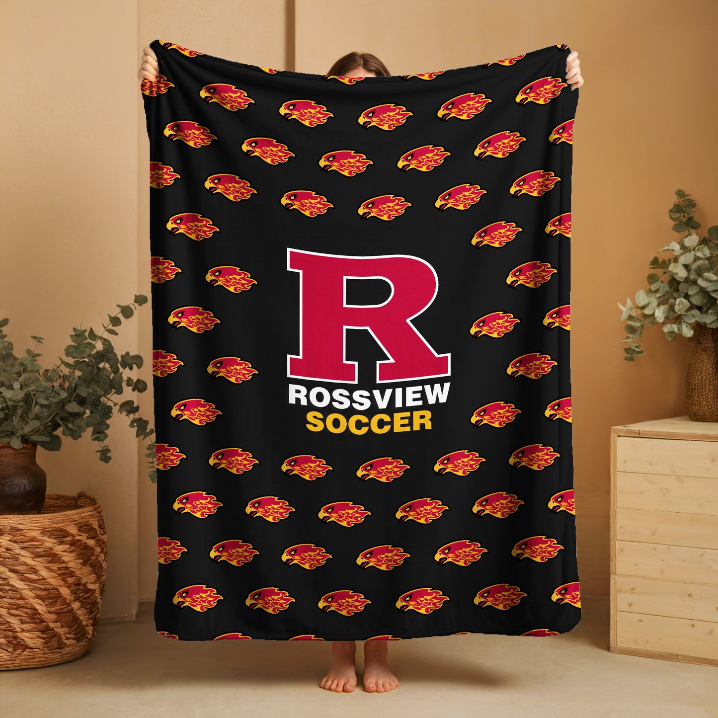 Rossview Soccer Blanket- Black Background