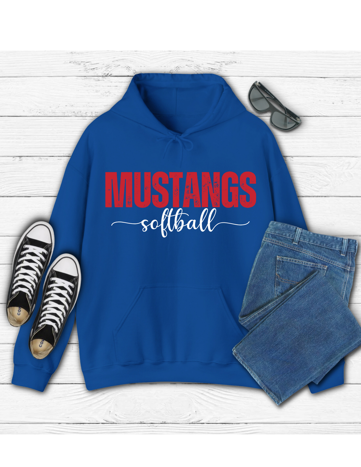 MUSTANGS Softball on Royal Blue