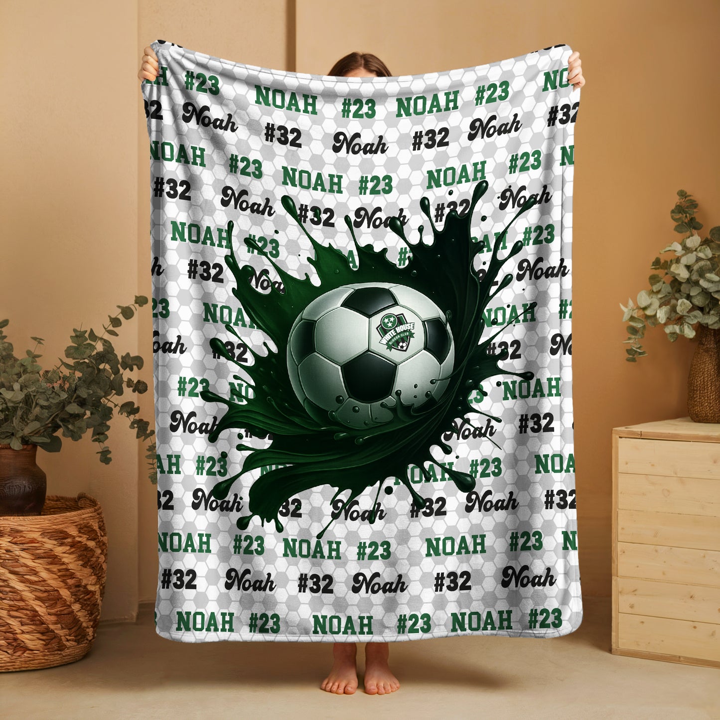 White House Soccer Ball Splash Blanket